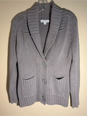 Merona Button Front Shawl Collar Cardigan Knit Sweater Gray Size -S